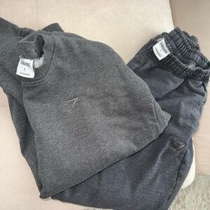 Gymshark Rest Day Sweats- Crew and Joggers in Black Marl